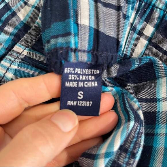 Izod Men's Blue Plaid Lounge Pants with Drawstring, small - Picture 4 of 5